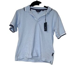 Ben Sherman Light Blue Tipped Pique Polo Shirt Boys Size M 10/12 NWT